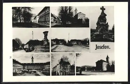 AK Josefstadt / Josefov / Jaromer, Kirche, Denkmal, Strassenpartie