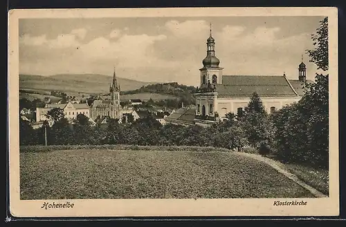 AK Hohenelbe, Klosterkirche mit Umgebung