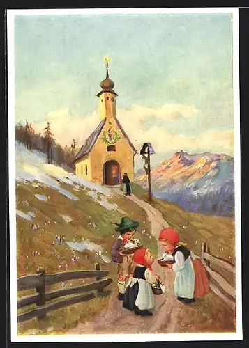 Künstler-AK Schönermark: Frühling in den Bergen