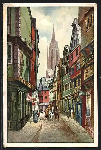 Künstler-AK Bernhard Liebig: Frankfurt / Main, Im alten Markt