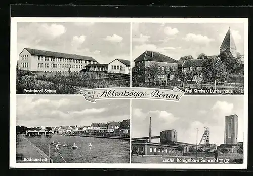 AK Altenbögge-Bönen, Badeanstalt, Zeche Königsborn, Schule