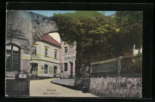 AK Stolpen, Altes Stadt-Tor mit Durchblick