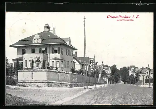 AK Crimmitschau, Blick in die Lindenstrasse