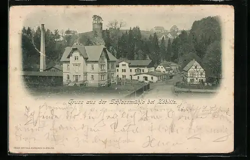 AK Zöblitz, Schlossmühle mit Umgebung