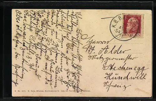 AK Oberoelkofen, Schule, Schloss, Teilansicht mit Kirche