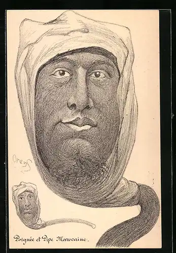 Künstler-AK Charles Denizard (Orens): Poignée et Pipe Marocaine, Karikatur