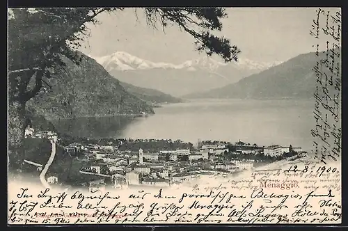 AK Menaggio, Totale vom Berg aus gesehen