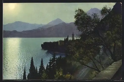AK Varenna, Blick auf den Comersee bei Abenddämmerung