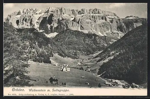 AK Wolkenstein in Gröden, Panorama mit Sellagruppe