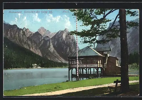 AK Toblach, Restaurant Toblacher-See, Seepartie und Gipfelpanorama