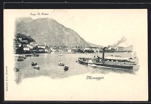 AK Menaggio, Lago di Como, Dampfer Lariano vor dem Ort