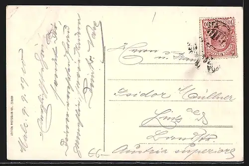 AK Malcesine, Ortsansicht mit Bergen