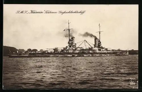 AK Kriegsschiff S. M. S. Kaiserin vor der Küste