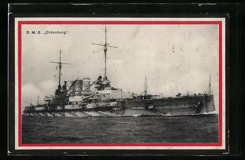 AK Kriegsschiff SMS Oldenburg in Fahrt