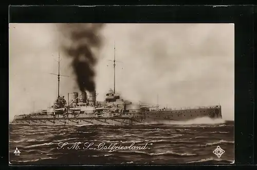AK S.M.S. Ostfriesland auf hoher See
