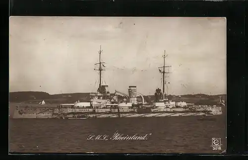 AK Kriegsschiff SMS Rheinland, Gesamtansicht