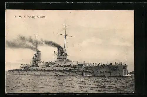 AK Kriegsschiff S. M. S. König Albert in Fahrt