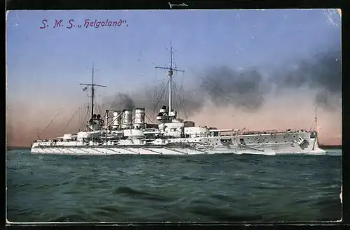 AK S.M.S. Helgoland in Fahrt