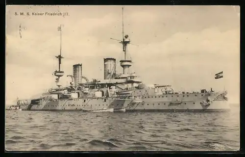 AK Kriegsschiff S. M. S. Kaiser Friedrich III. in Fahrt