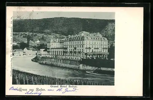 AK Baden, Grand Hotel Baden am Flussufer