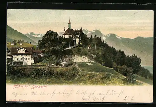 AK Flühli bei Sachseln, Teilansicht mit Bergkirche