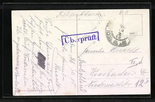 AK Kolin, Partie am Ufer der Elbe, Blick auf die Stadt zu den Kirchen und den Fabriken