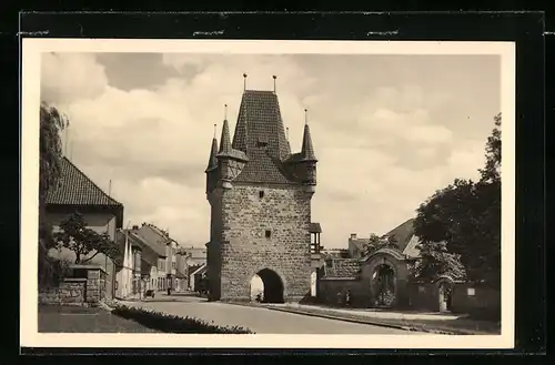 AK Rakovnik, Strassenansicht mit Turm