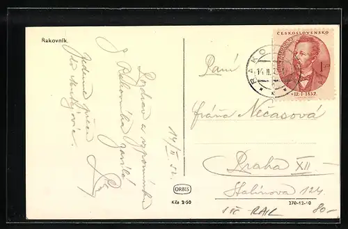 AK Rakovnik, Strassenansicht mit Turm