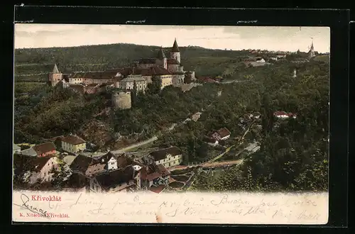 AK Krivoklát, Teilansicht mit Schloss