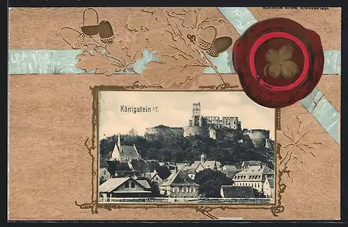 AK Königstein, Teilansicht mit Burg