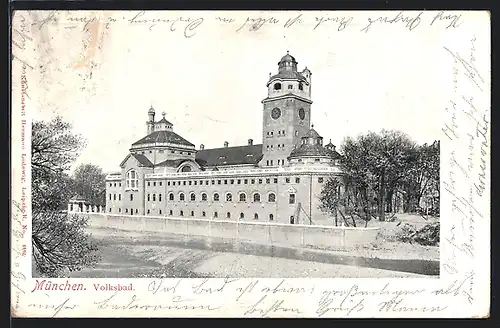 AK München, Blick auf das Volksbad