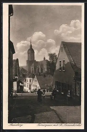 AK Annaberg, Turnergasse mit St. Annenkirche