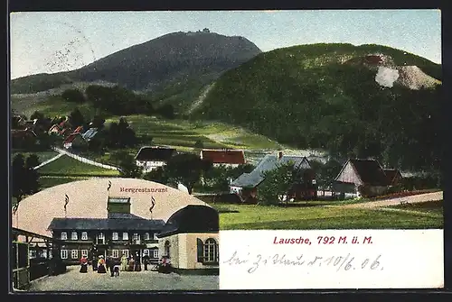 AK Waltersdorf, Bergrestaurant, Panorama mit Lausche