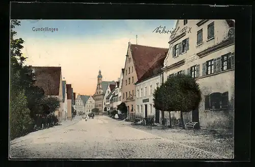 AK Gundelfingen, Teilansicht mit Gasthaus zum Adler