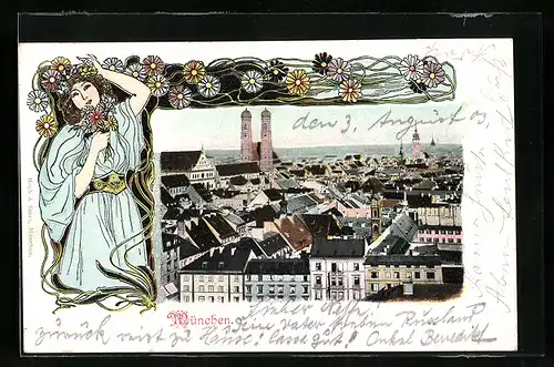 AK München, Ortsansicht aus der Vogelschau