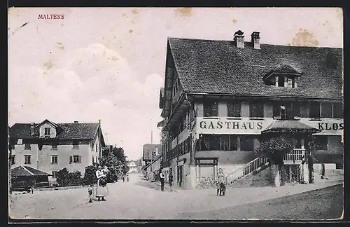 AK Malters, Strassenpartie vor Gasthaus z. Kloster