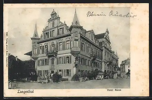 AK Langenthal, Strassenpartie vorm Hotel Bären