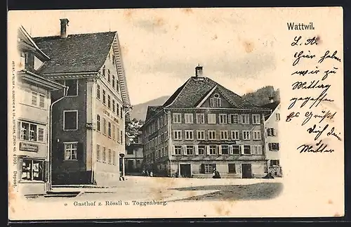 AK Wattwil, Gasthof zum Rössli u. Toggenburg