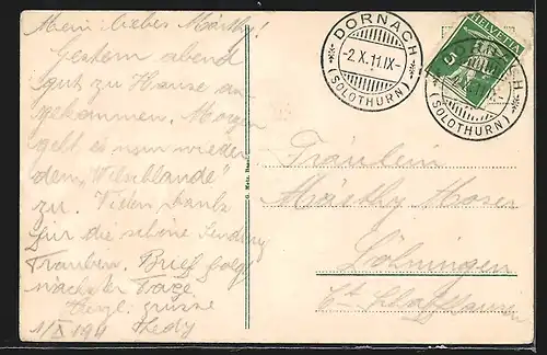 AK Dornachbrugg, Strassenpartie mit Männern und Kindern