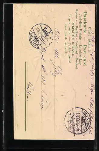 AK Neujahrsengel hebt prostend das Sektglas, Neujahrwunsch