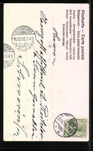 AK Neujahrsengel verstreuen Blumen, Prosit Neujahr