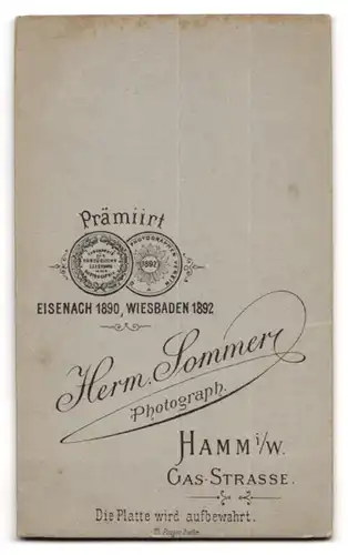 Fotografie Herm. Sommer, Hamm i. W., Gasstrasse, Junge Dame im Kleid mit Kragenbrosche