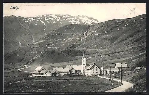 AK Realp, Ortsansicht mit Bergen