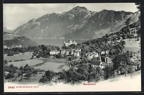 AK Morschach, Ortsansicht mit Landschaft