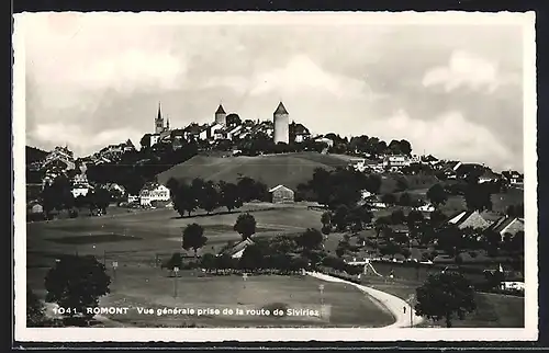 AK Romont, Vue generale prise de la route de Siviriez