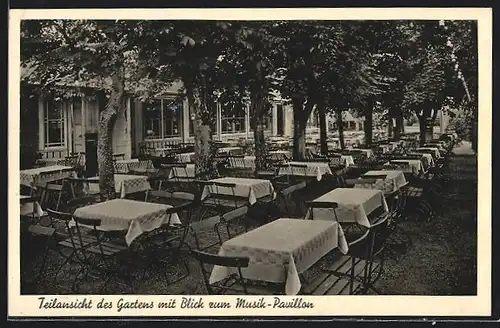 AK Pillau, Ostseehotel Neuhäuser, Garten mit Blick zum Musik-Pavillon