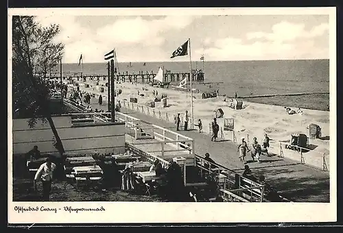 AK Cranz, Uferpromenade mit Urlaubern