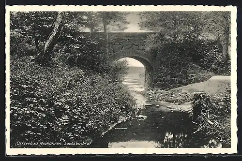 AK Neukuhren, Lachsbachtal mit Brücke