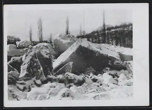 AK Esslingen, Neckar-Eisgang im März 1929, Unwetter