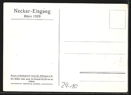AK Esslingen, Neckar-Eisgang im März 1929, Unwetter